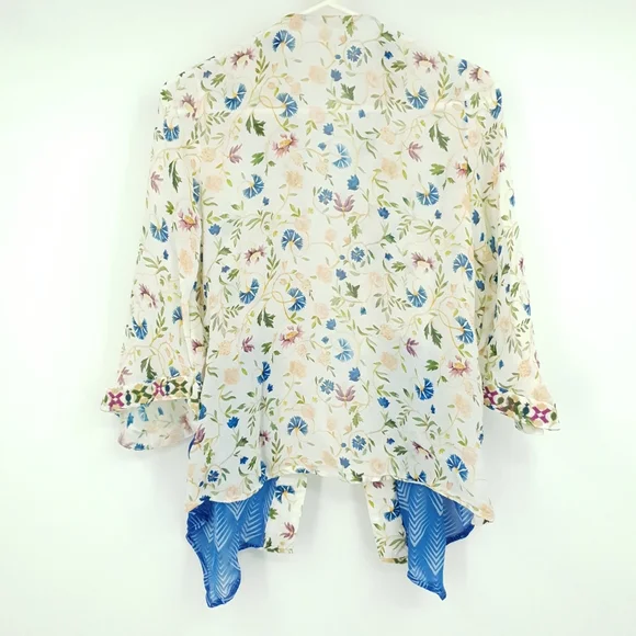 Soft Surroundings Art Nouveau Topper Kimono Cardigan Semi Sheer Floral Women PS - Picture 3 of 8